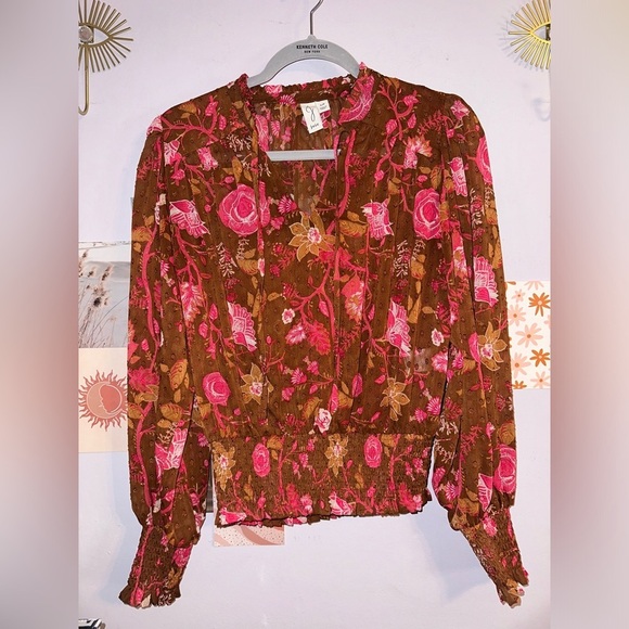 Joie Swiss Dot Floral Boho Blouse Like New Sz sm NWOT - Picture 1 of 5